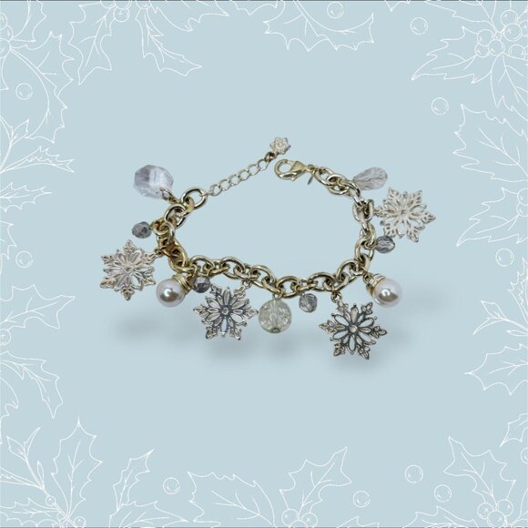Avon SP Charm Bracelet Snowflake Vintage 1980s Silver Tone 6 Inch Christmas - Picture 4 of 8